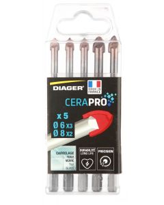 Set di 5 punte per trapano per piastrelle Cerapro